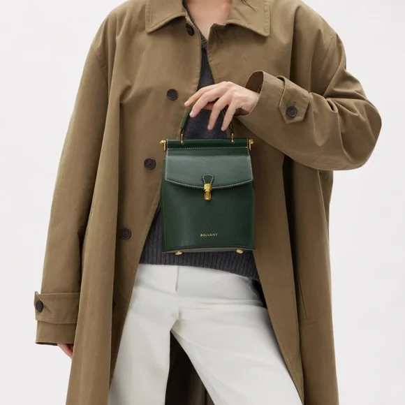 NWT Bolvaint “The Françoise” Backpack – Luxury Leather, Forest Green Shine on in luxe gold accessories ? The Chloe Bag by  main image 4